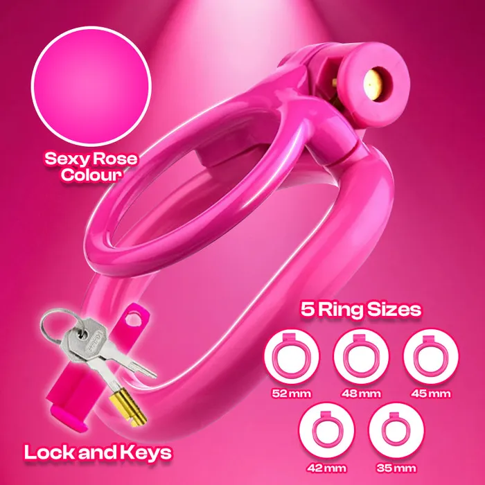 Male Sex Toys FRISKY BUSINESS SG Rosy Fortress Two Rings Chastity Cage
