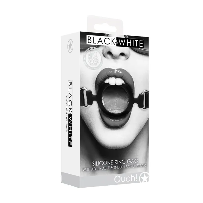 Ouch Male Sex Toys Ouch Silicone Ring Gag with Adjustable Leather Straps
