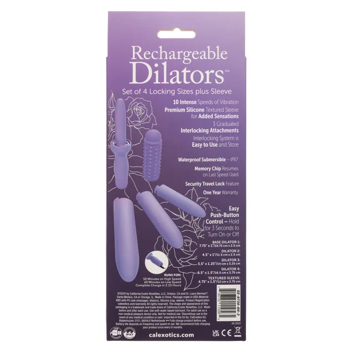 Rechargeable Dilators Set of 4 Locking Sizes Plus Sleeve CalExotics Male Sex Toys