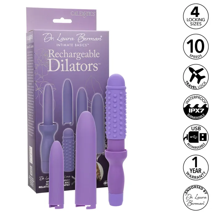 Rechargeable Dilators Set of 4 Locking Sizes Plus Sleeve CalExotics Male Sex Toys