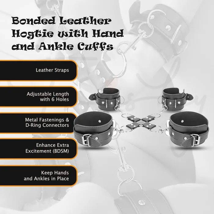 SHOTS Restraints SHOTS Bonded Leather Hogtie with Hand and Ankle Cuffs