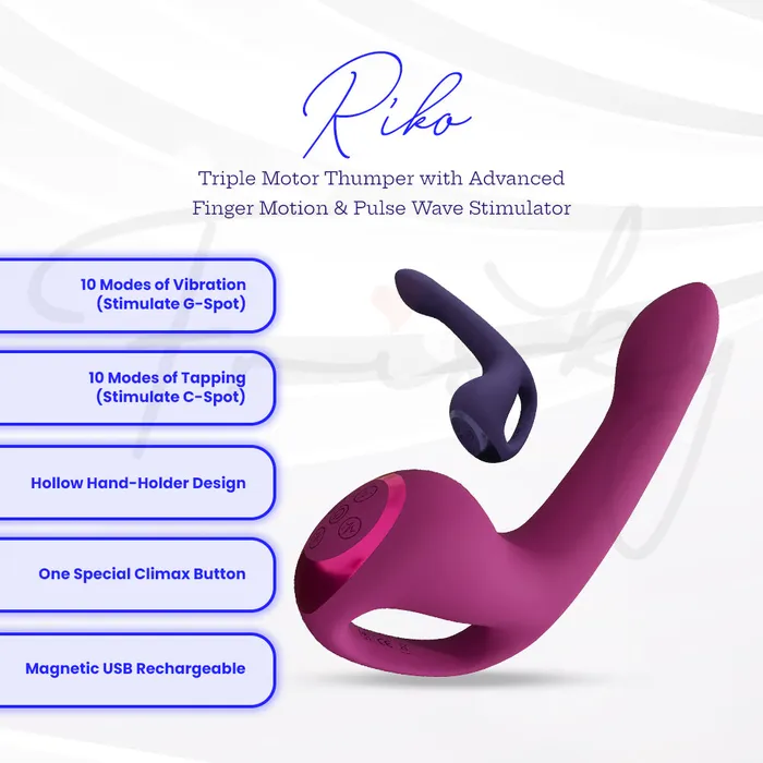 SHOTS Vibrators SHOTS Riko Triple Motor Thumper with Advanced Finger Motion Pulse Wave Stimulator Purple