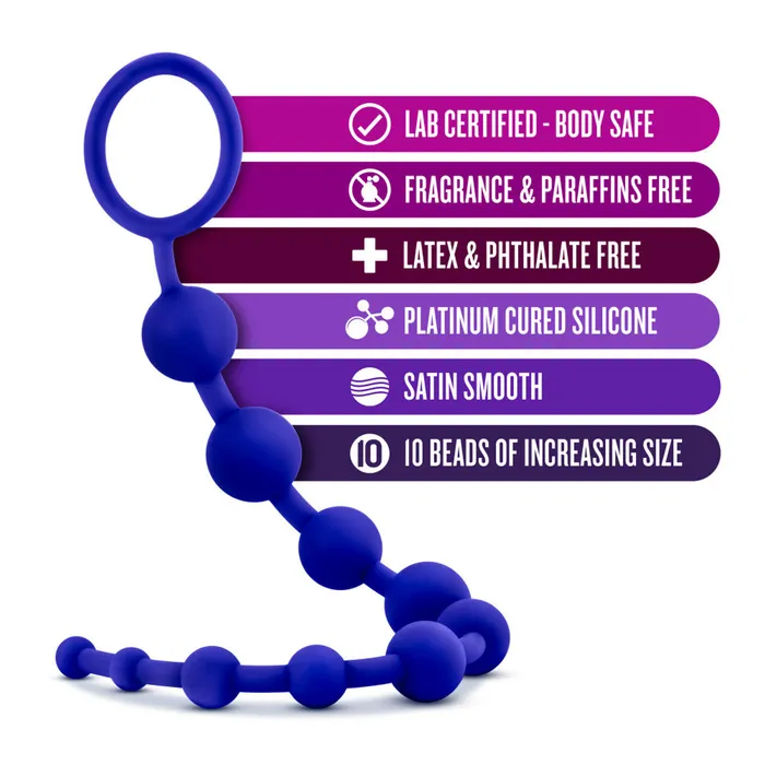 Silicone 10 Beads Indigo Blush Female Sex Toys