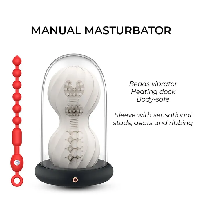 The FlexiVibe Ribbed Stroker with Detachable Vibrating Beads FRISKY BUSINESS SG Male Sex Toys