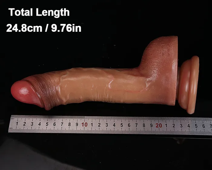 WATCH VIDEO 9 inch Real Skin Suction Cup Dildo Safystyle Dildos