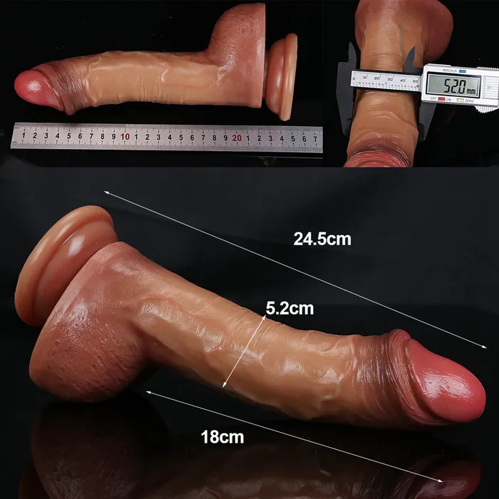 WATCH VIDEO 9 inch Real Skin Suction Cup Dildo Safystyle Dildos