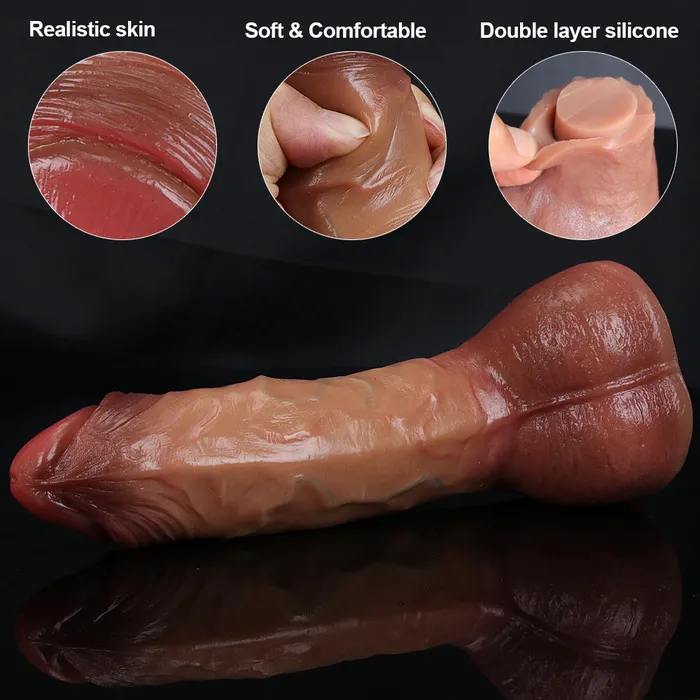 WATCH VIDEO 9 inch Real Skin Suction Cup Dildo Safystyle Dildos
