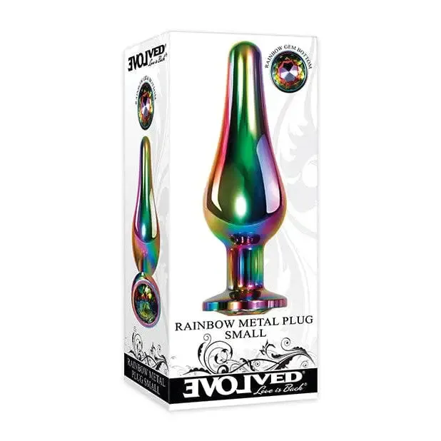 Anal Evolved Rainbow Metal Butt Plug with Jewel in Base Evolved