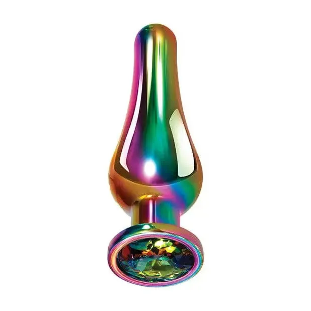 Anal Evolved Rainbow Metal Butt Plug with Jewel in Base Evolved