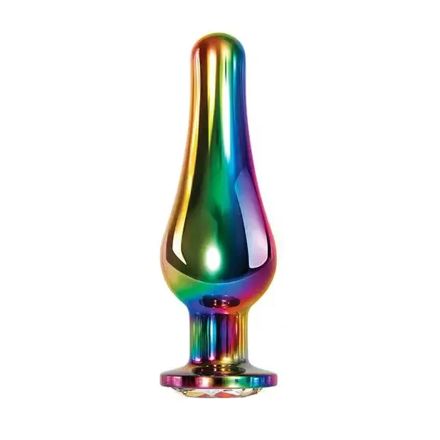 Anal Evolved Rainbow Metal Butt Plug with Jewel in Base Evolved