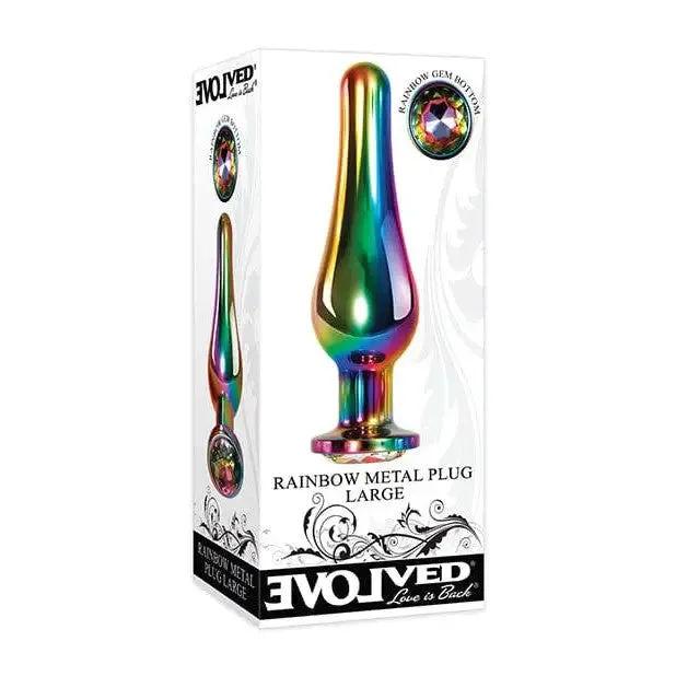 Anal Evolved Rainbow Metal Butt Plug with Jewel in Base Evolved