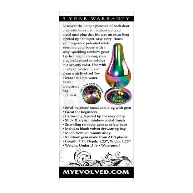 Anal Evolved Rainbow Metal Butt Plug with Jewel in Base Evolved
