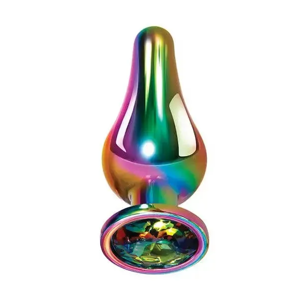 Anal Evolved Rainbow Metal Butt Plug with Jewel in Base Evolved
