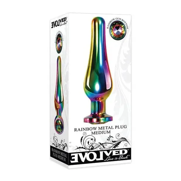 Anal Evolved Rainbow Metal Butt Plug with Jewel in Base Evolved