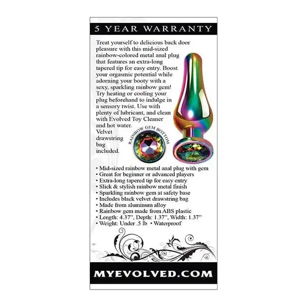 Anal Evolved Rainbow Metal Butt Plug with Jewel in Base Evolved