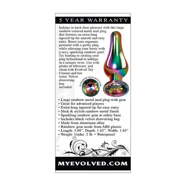 Anal Evolved Rainbow Metal Butt Plug with Jewel in Base Evolved