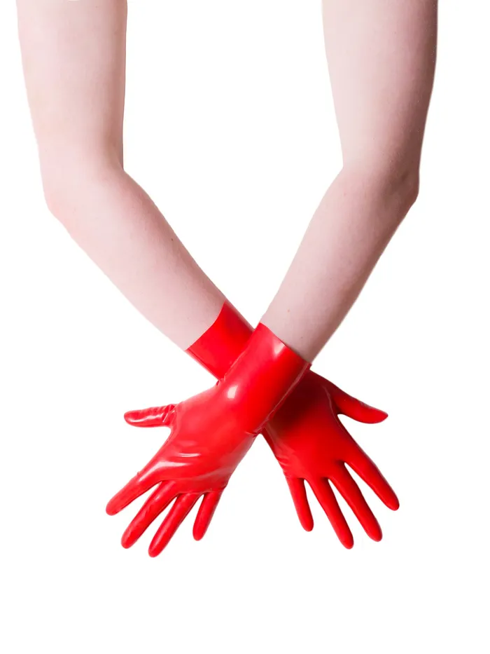 Anal HonourSkintwocom Black Moulded Short Latex Gloves