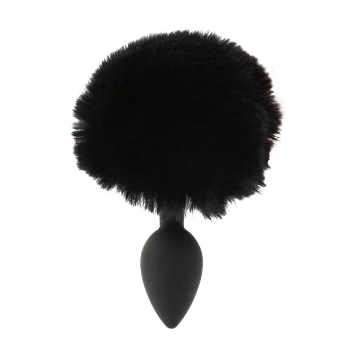 Anal Pure Love Fluffy Bunny Tail Silicone Anal Plug Black PL