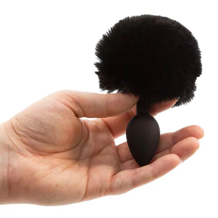 Anal Pure Love Fluffy Bunny Tail Silicone Anal Plug Black PL
