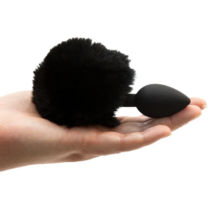 Anal Pure Love Fluffy Bunny Tail Silicone Anal Plug Black PL
