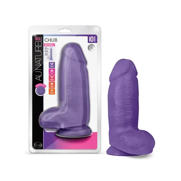Blush Blush Au Naturel Bold Chub 10 in Posable Dual Density Dildo with Balls Suction Cup Purple Dildos Blush Blush Au Naturel Bold Chub 10 in Posable Dual Density Dildo with Balls Suction Cup Purple Dildos
