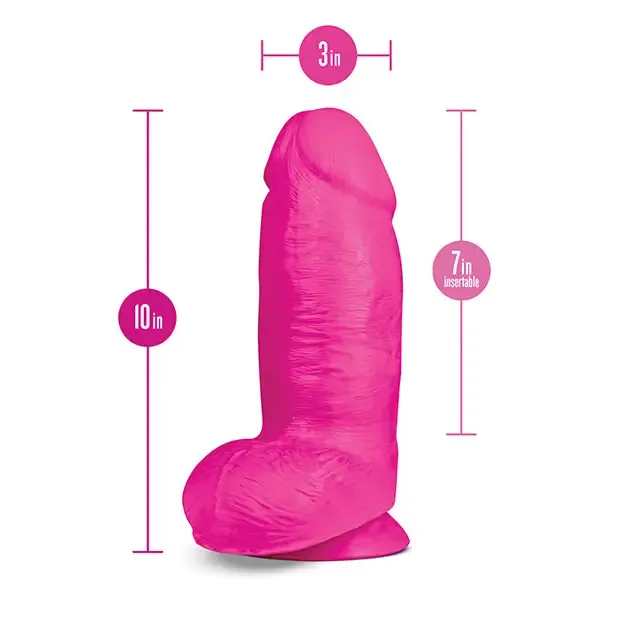 Blush Blush Au Naturel Bold Chub 10 in Posable Dual Density Dildo with Balls Suction Cup Purple Dildos