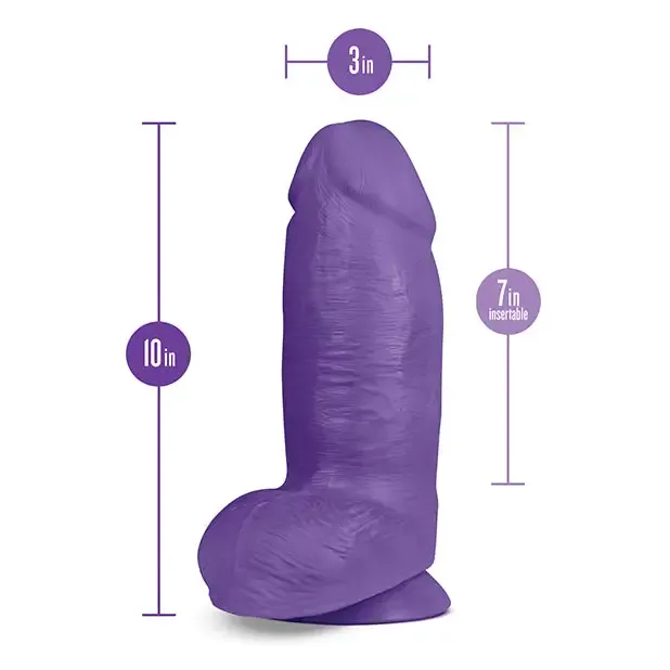 Blush Blush Au Naturel Bold Chub 10 in Posable Dual Density Dildo with Balls Suction Cup Purple Dildos
