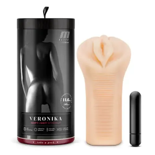 Blush Blush M Elite Soft Wet Veronika Vagina Stroker with Bullet Vibrator Beige Male Sex Toys Blush Blush M Elite Soft Wet Veronika Vagina Stroker with Bullet Vibrator Beige Male Sex Toys