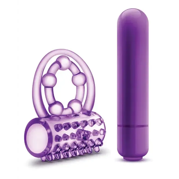 Blush Play with Me The Player Vibrating Double Strap Cockring Purple Blush Vibrators