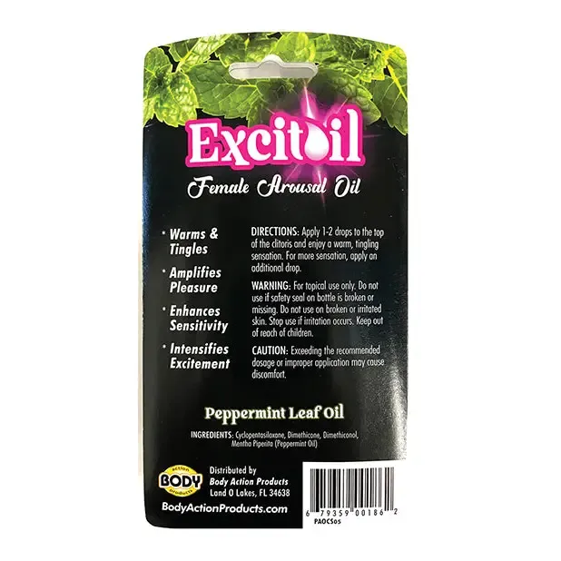 Body Action Excitoil Peppermint Arousal Oil 5 oz Bottle Carded Body Action Products Female Sex Toys Body Action Excitoil Peppermint Arousal Oil 5 oz Bottle Carded Body Action Products Female Sex Toys