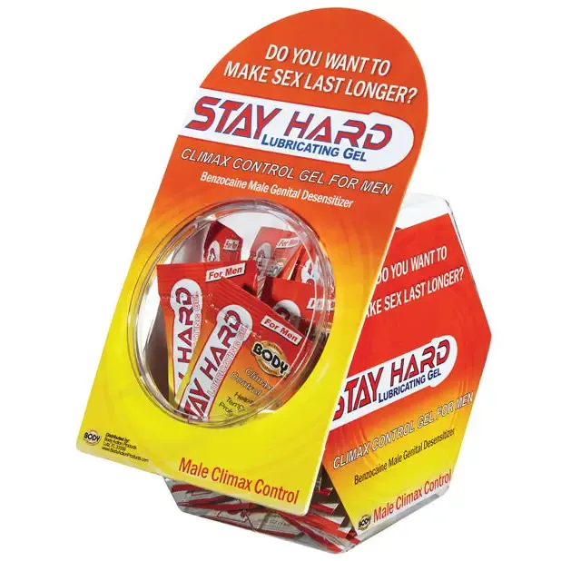 Body Action Products Dildos Stay Hard Sample Packet 50pc Fishbowl Display