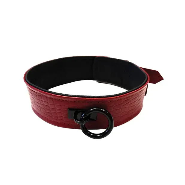 Burgundy Anaconda Leather Collar Rouge Restraints