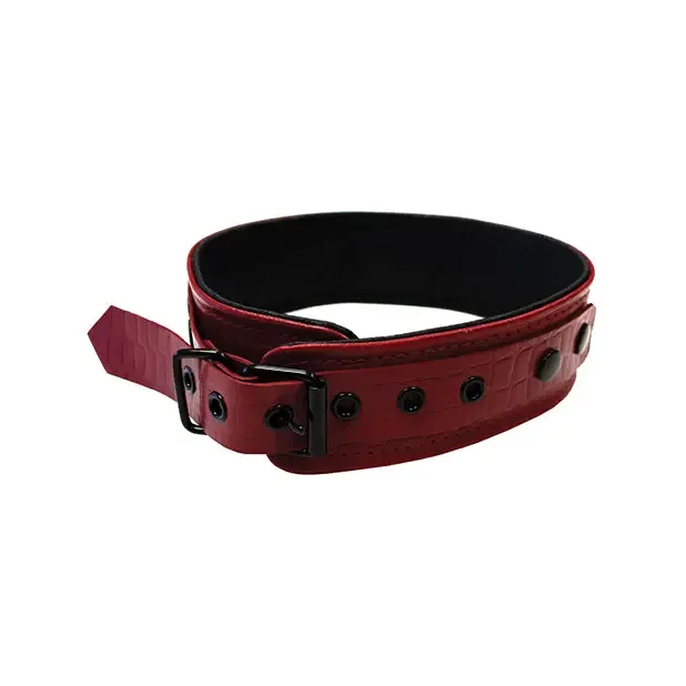 Burgundy Anaconda Leather Collar Rouge Restraints Burgundy Anaconda Leather Collar Rouge Restraints