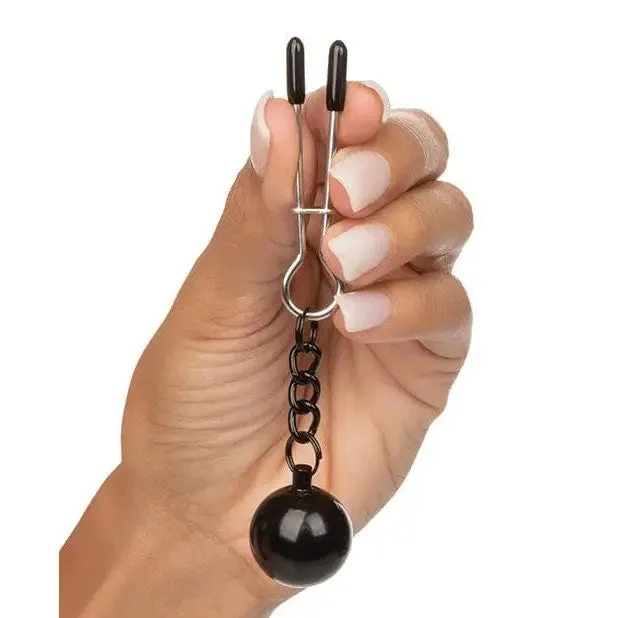 CalExotics Female Sex Toys Nipple Grips Weighted Tweezer Nipple Clamps silver