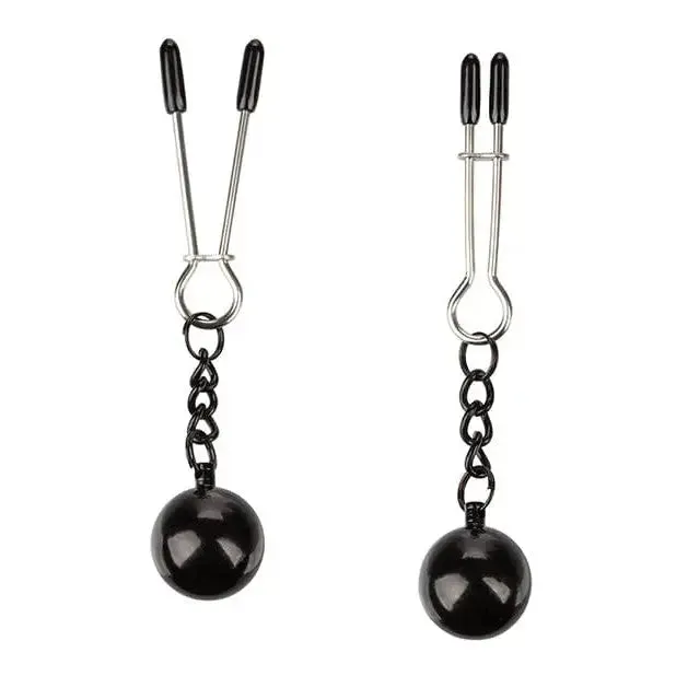 CalExotics Female Sex Toys Nipple Grips Weighted Tweezer Nipple Clamps silver