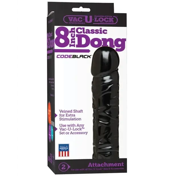 Dildos Doc Johnson Vaculock Code Black 8 Classic Dong
