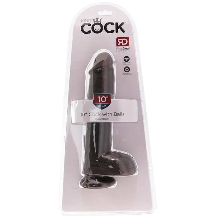 Dildos Pipedream King Cock 10 Inch Cock with Balls in Brown