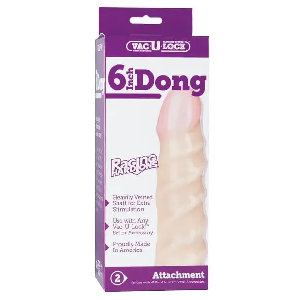 Doc Johnson Vaculock 6 Raging Hard On Realistic Dong White Dildos