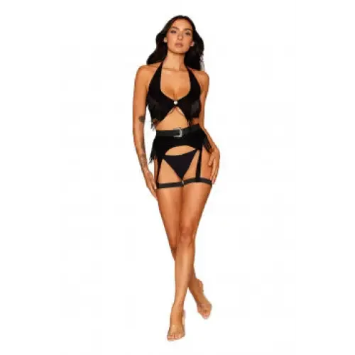 Dream Girl Lingerie Anal Ride em Cowgirl Fauxsuede Bralette Set Black Dream Girl Lingerie Anal Ride em Cowgirl Fauxsuede Bralette Set Black