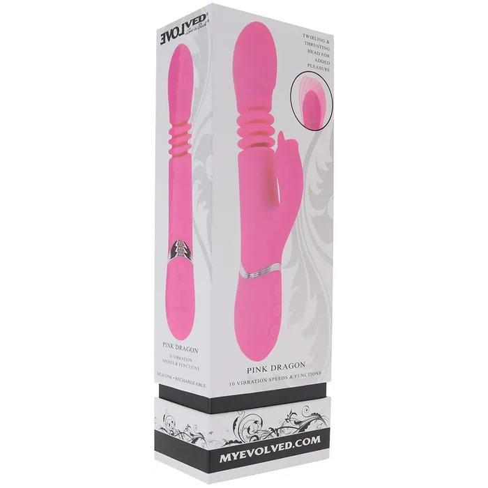 Evolved Novelties Pink Dragon Thrusting Rabbit Vibe Vibrators