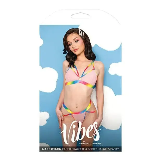 Fantasy Lingerie Vibrators Vibes Make It Rain Caged Bralette Panty