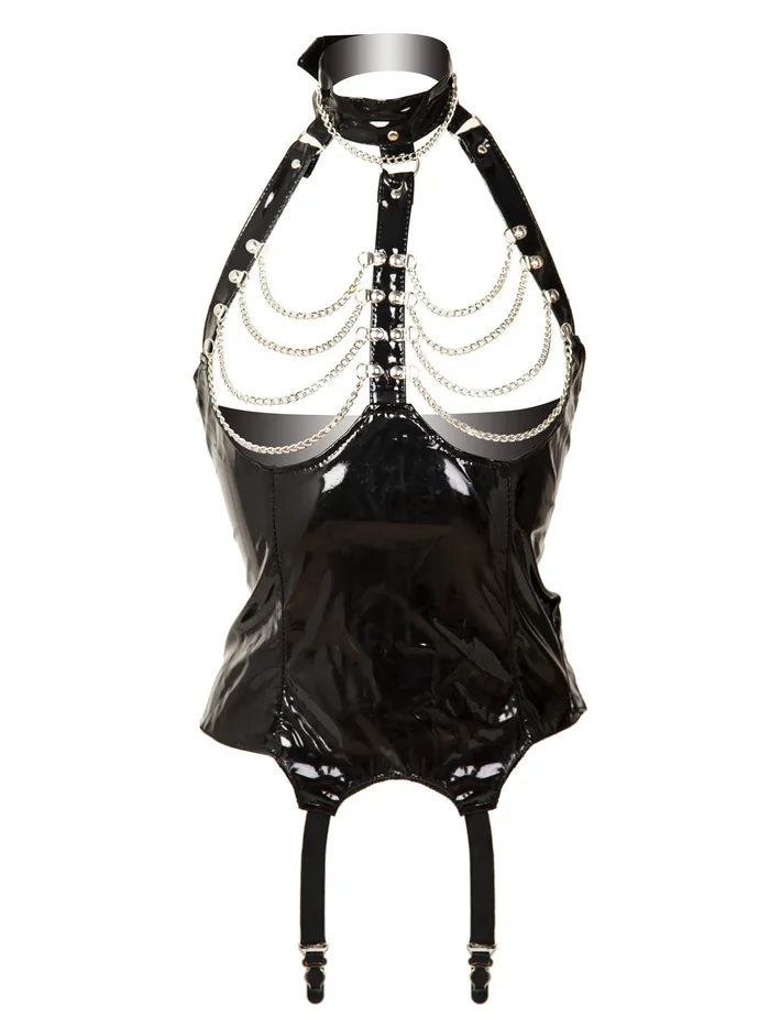 Female Sex Toys HonourSkintwocom PVC Chain Open Bust Basque in Black Female Sex Toys HonourSkintwocom PVC Chain Open Bust Basque in Black