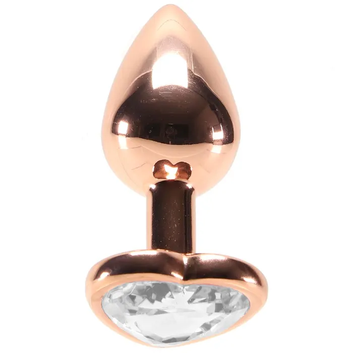 Female Sex Toys ns novelties Small Aluminum Plug with Clear Heart Gem in Rose Gold Female Sex Toys ns novelties Small Aluminum Plug with Clear Heart Gem in Rose Gold