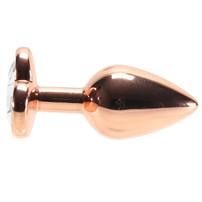 Female Sex Toys ns novelties Small Aluminum Plug with Clear Heart Gem in Rose Gold Female Sex Toys ns novelties Small Aluminum Plug with Clear Heart Gem in Rose Gold