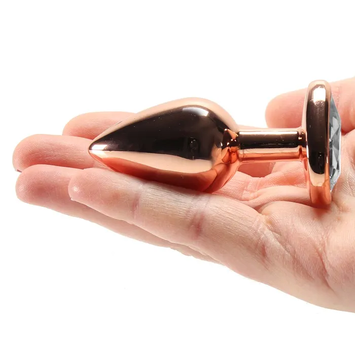 Female Sex Toys ns novelties Small Aluminum Plug with Clear Heart Gem in Rose Gold Female Sex Toys ns novelties Small Aluminum Plug with Clear Heart Gem in Rose Gold
