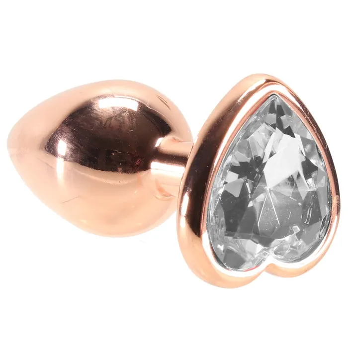 Female Sex Toys ns novelties Small Aluminum Plug with Clear Heart Gem in Rose Gold Female Sex Toys ns novelties Small Aluminum Plug with Clear Heart Gem in Rose Gold