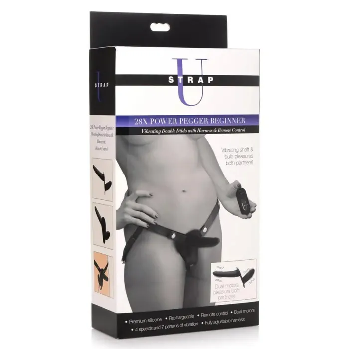 Female Sex Toys Strap U 28x Power Pegger Beginner Vibrating Double Dildo With Harness And Remote Strap U