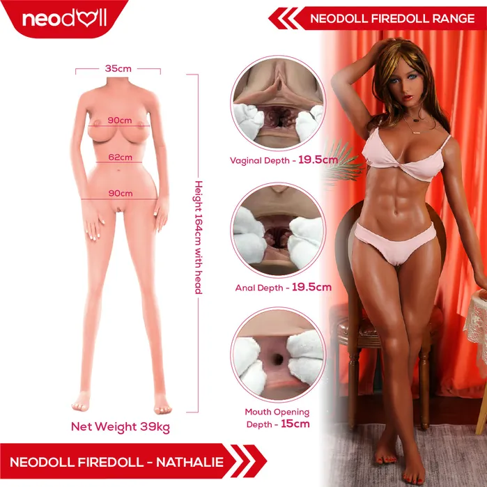 Fire Doll Nathalie Realistic Sex Doll Tongue included 164cm Light Tan Fire Doll Male Sex Toys