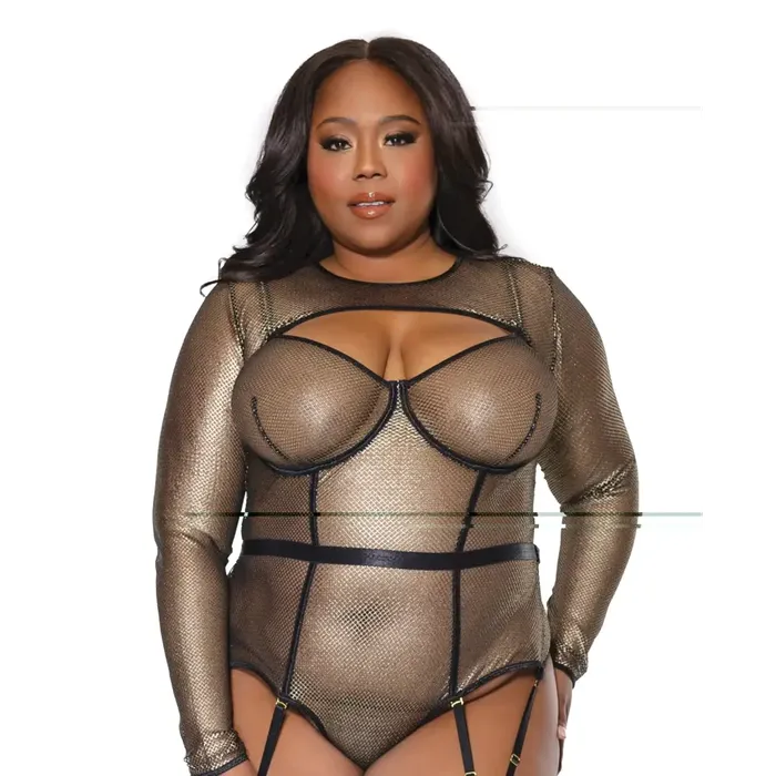 holiday Metallic Fishnet Shrug Blackgold Osxl Coquette Vibrators