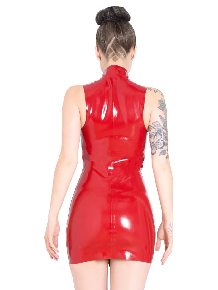 HonourSkintwocom Dildos Red Latex Rubber Front Zip Polo Dress